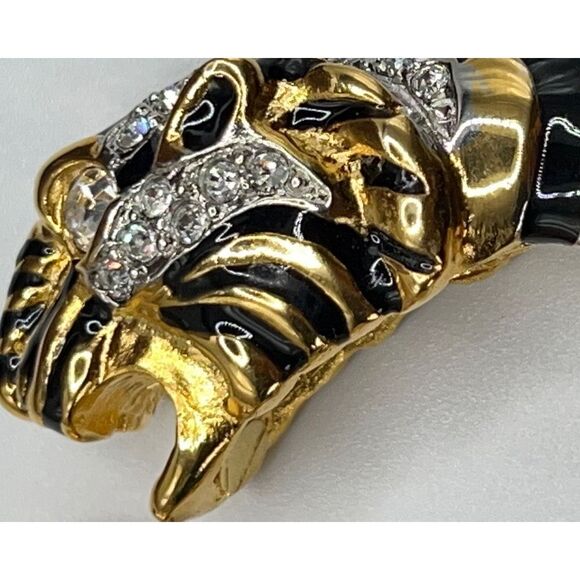 Black & Crystal Tiger Head Bracelet - Picture 7 of 12